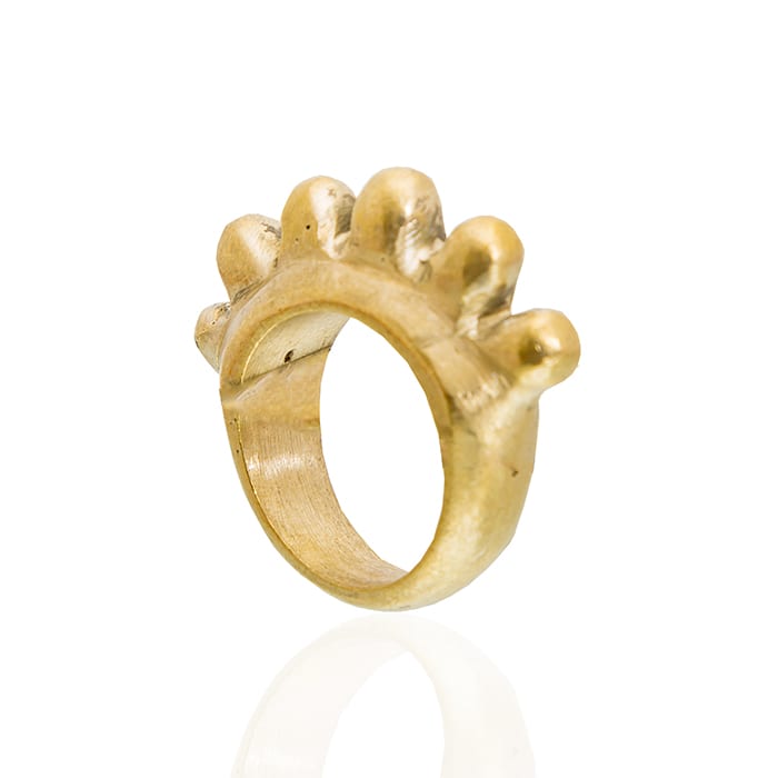 Adele Dejak brass gold-tone handmade African inspired bold statement Zeke Ring